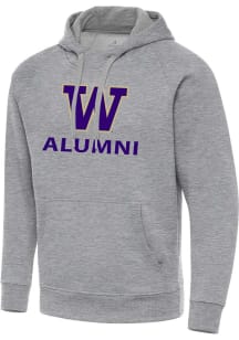 Antigua Washington Huskies Mens Grey Heather Alumni  Victory Long Sleeve Hoodie