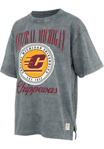 Pressbox Central Michigan Chippewas Womens Charcoal Falkland Moonstone Short Sleeve T-Shirt