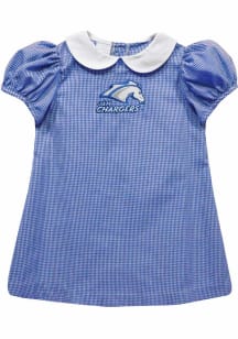 Vive La Fete UAH Chargers Baby Girls Blue Gingham Collar Short Sleeve Dress