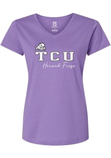 Summit Sportswear TCU Horned Frogs Womens Lavender Rhinestone Team Short Sleeve T-Shirt