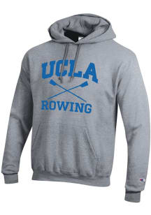 Champion UCLA Bruins Mens Grey Rowing Icon Powerblend Long Sleeve Hoodie
