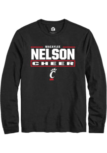 Macaylee Nelson Cincinnati Bearcats Black NIL Stacked Box Long Sleeve Player T Shirt