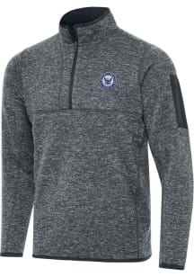 Antigua Navy Mens Grey Fortune Long Sleeve Qtr Zip Pullover