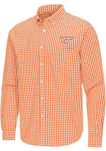 Antigua Virginia Tech Hokies Mens Orange Ellis Long Sleeve Dress Shirt