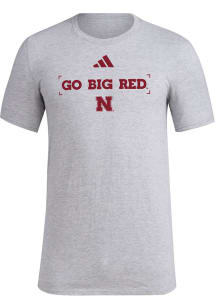 Adidas Nebraska Cornhuskers Grey Locker Slogan Short Sleeve T Shirt