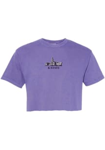 Summit Sportswear K-State Wildcats Womens Lavender Campus Icon Crop Short Sleeve T-Shirt