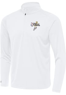 Antigua San Antonio Spurs Mens White 2026 NBA Finals  Tribute Long Sleeve Qtr Zip Pullover
