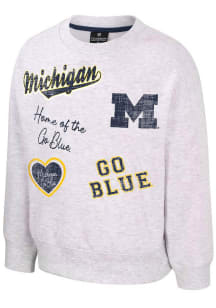 Colosseum Michigan Wolverines Toddler Grey Coco Long Sleeve Crew T Shirt