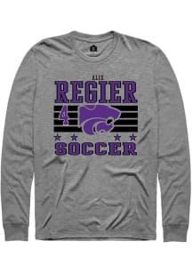 Alix Regier K-State Wildcats Grey NIL Striped Long Sleeve Player T Shirt