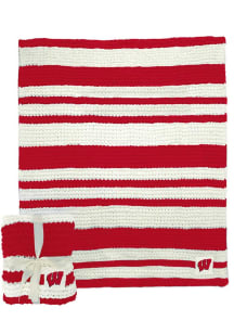 Wisconsin Badgers Primary Cable Knit Fleece Blanket - Red