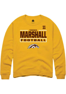 Terence Marshall Western Michigan Broncos Mens Gold Football NIL Stacked Box Player Crew