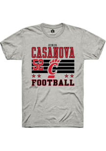 Ronan Casanova Cincinnati Bearcats Ash Football NIL Striped Short Sleeve Player T Shirt