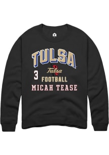 Micah Tease Tulsa Golden Hurricane Mens Black Football NIL Arch Logo Player Crew