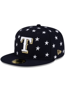 New Era Texas Rangers Mens Navy Blue Star Spangled 59FIFTY Fitted Hat