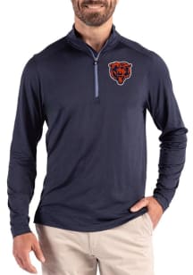 Cutter and Buck Chicago Bears Mens Navy Blue Historic Coastline Long Sleeve Qtr Zip Pullover