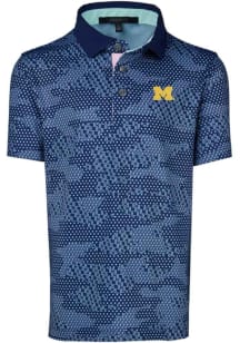 Greyson Michigan Wolverines Youth Navy Blue Icon Camo Short Sleeve Polo Shirt