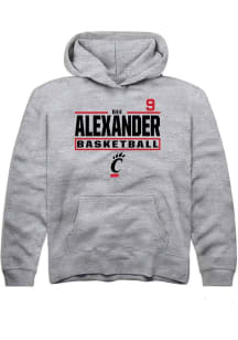 Dee Alexander Rally Cincinnati Bearcats Youth NIL Stacked Box Long Sleeve Player Hoodie Grey