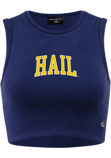 Hype and Vice Michigan Wolverines Womens Navy Blue Cut Off Tank Top