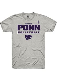 Caleigh Ponn K-State Wildcats Ash NIL Stacked Box Short Sleeve Player T Shirt