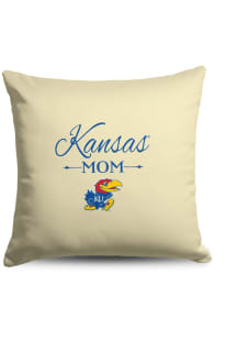 Kansas Jayhawks Mom 18x18 Throw Pillow - White
