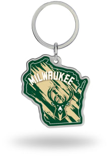 Milwaukee Bucks State Shape Lanyard - Green