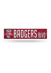 Wisconsin Badgers Plastic 4x16 Sign -