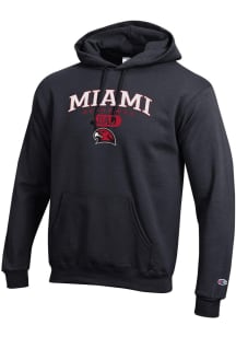 Champion Miami RedHawks Mens Black Dad Pill Powerblend Long Sleeve Hoodie