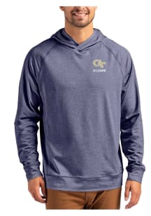 Cutter and Buck GA Tech Yellow Jackets Mens Navy Blue Alumni Adapt Knit Hood Long Sleeve Hoodie