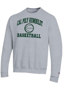 Champion Cal Poly Humboldt Lumberjacks Mens Grey Basketball Powerblend Long Sleeve Crew Sweatshirt