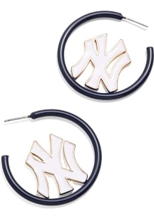 New York Yankees Delicate Enamel Hoop Womens Earrings