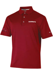 Columbia Arkansas Razorbacks Mens Crimson Sand Tee Vault Short Sleeve Polo