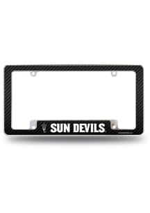 Arizona State Sun Devils Carbon Fiber All Over Chrome License Plate Frame - Silver
