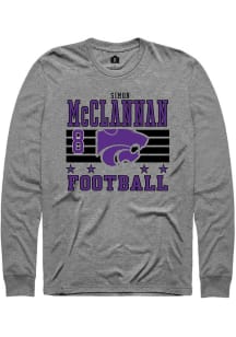 Simon McClannan K-State Wildcats Grey Football NIL Striped Long Sleeve Player T Shirt