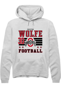 Preston Wolfe Ohio State Buckeyes Mens White Football NIL Striped Player Hood