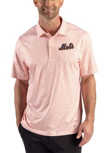 Cutter and Buck New York Mets Mens Orange Cooperstown Fern Short Sleeve Polo