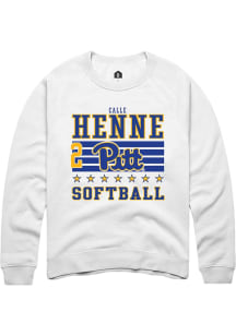 Calle Henne Pitt Panthers Mens White NIL Striped Player Crew