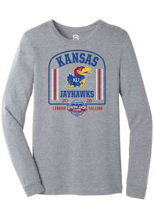 Summit Sportswear Kansas Jayhawks Grey Union Jack Football Classic Long Sleeve T Shirt