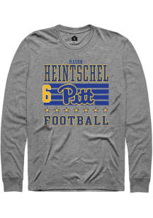 Mason Heintschel Pitt Panthers Grey Football NIL Striped Long Sleeve Player T Shirt