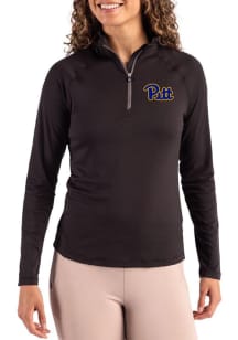 Cutter and Buck Pitt Panthers Womens Black Coastline Qtr Zip