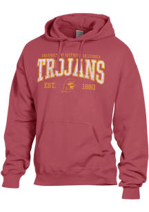 Gear For Sports USC Trojans Mens Red Arch Est Date Garment Dyed Long Sleeve Hoodie