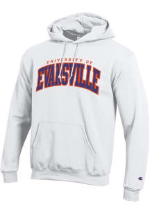 Champion Evansville Purple Aces Mens White Arch Name Long Sleeve Hoodie