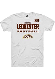 Fitzroy Ledgister Western Michigan Broncos White Football NIL Stacked Box Short Sleeve Player T Sh..