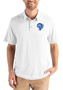 Cutter and Buck Los Angeles Rams Mens White Historic Coastline Eco Short Sleeve Polo