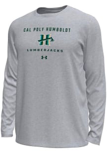 Under Armour Cal Poly Humboldt Lumberjacks Grey Straight Name Tech Stretch Long Sleeve T-Shirt