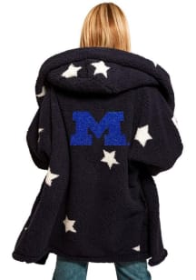 Jill Martin Michigan Wolverines Womens Navy Blue Double Bedazzled Lounger Medium Weight Jacket