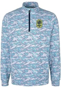Cutter and Buck Nashville SC Mens Light Blue Traverse Camo Long Sleeve Qtr Zip Pullover