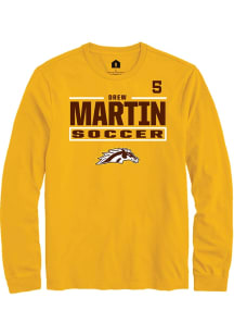 Drew Martin Western Michigan Broncos Gold NIL Stacked Box Long Sleeve Player T Shirt