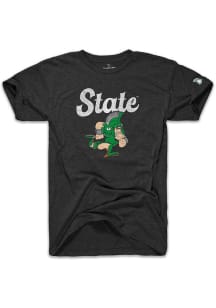 The Mitten State Michigan State Spartans Black 80s Spartan Short Sleeve Fashion T Shirt