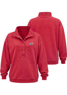 Utah Utes Womens Red Quilted Snap Qtr Zip