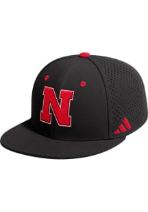 Adidas Nebraska Cornhuskers Mens Black OF BBL Perf Cap Fitted Hat
